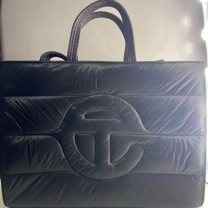 Telfar x Moose knuckles black puffer shopping tote